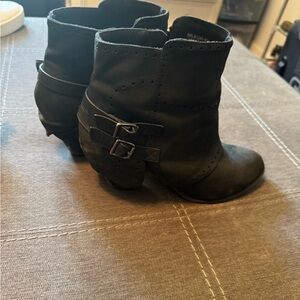 Black Ankle Boots with Buckle Detail